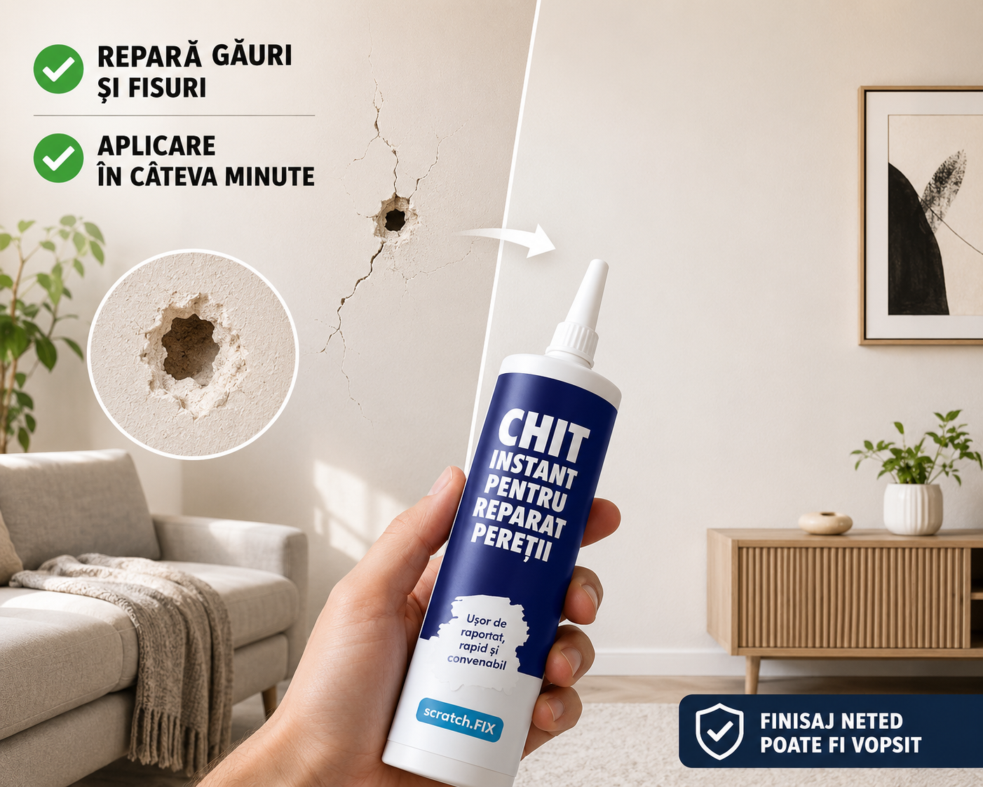 🏆 Kit pentru Repararea Găurilor din Pereți™ | Repară în Câteva Minute