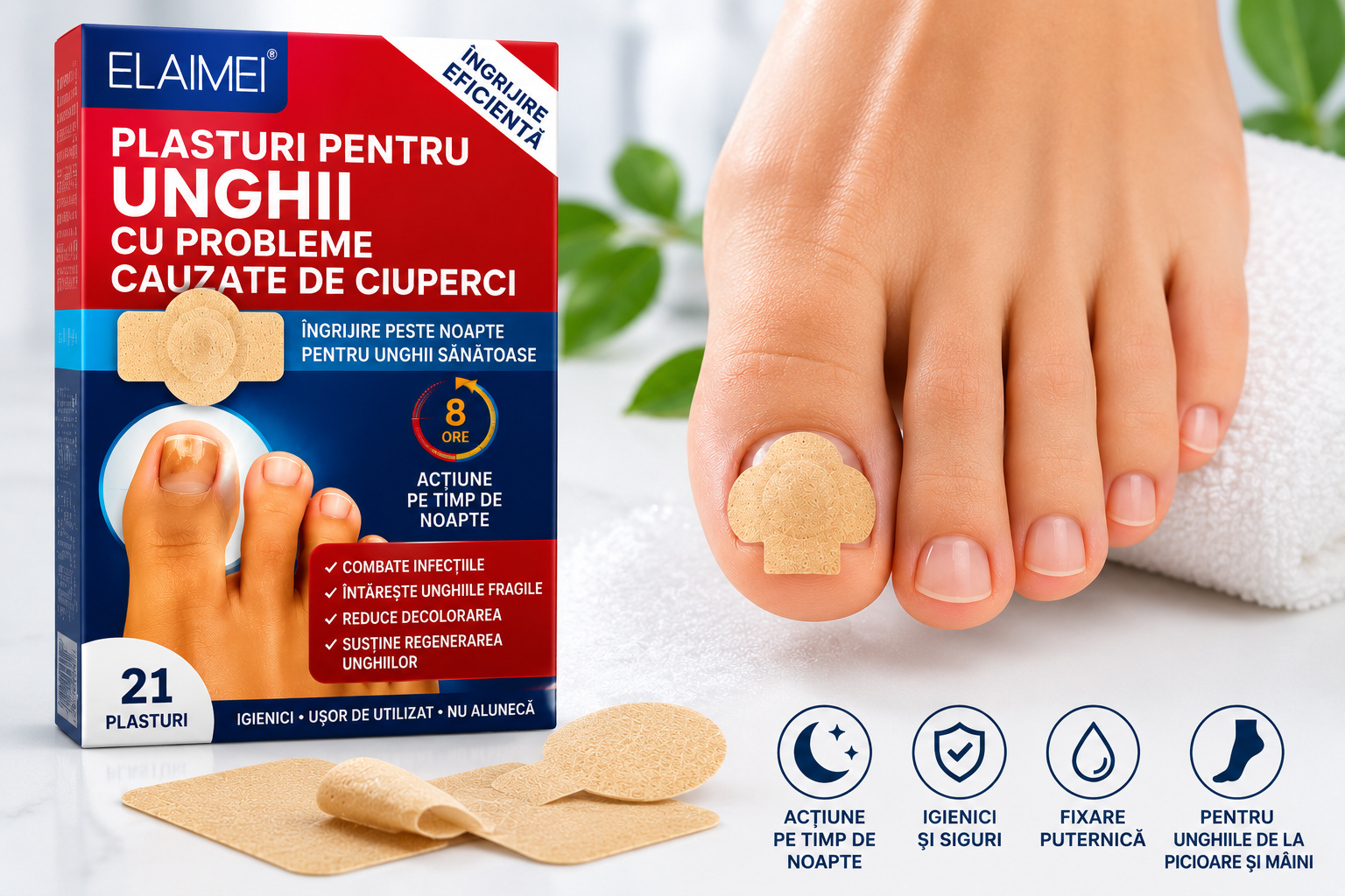 Plasturi pentru Ciuperca Unghiilor™ | Acțiune Peste Noapte