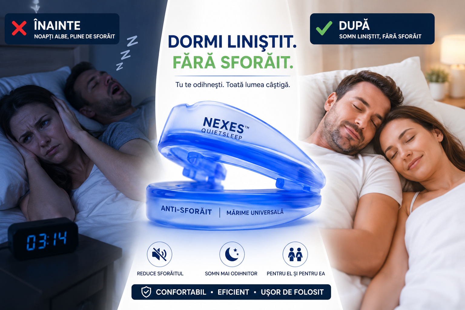 Gutieră Anti-Sforăit cu Mărime Universală