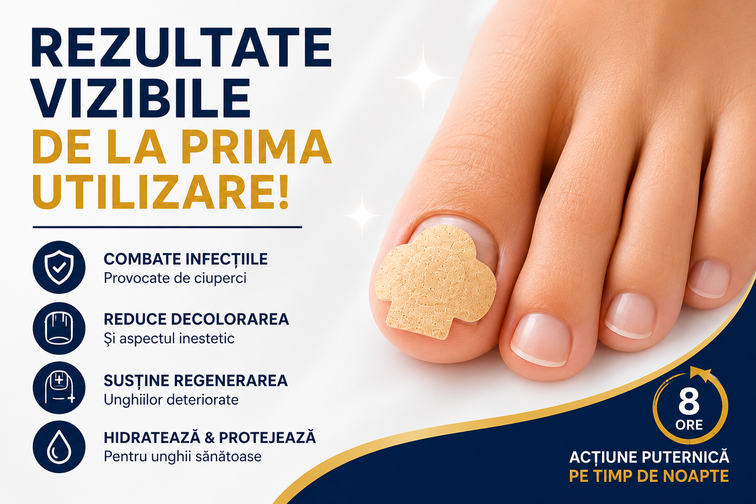 Plasturi pentru Ciuperca Unghiilor™ | Acțiune Peste Noapte