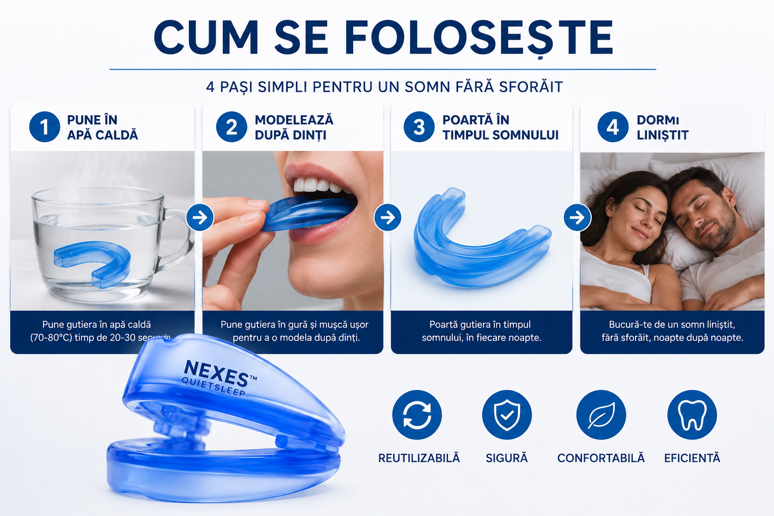Gutieră Anti-Sforăit cu Mărime Universală